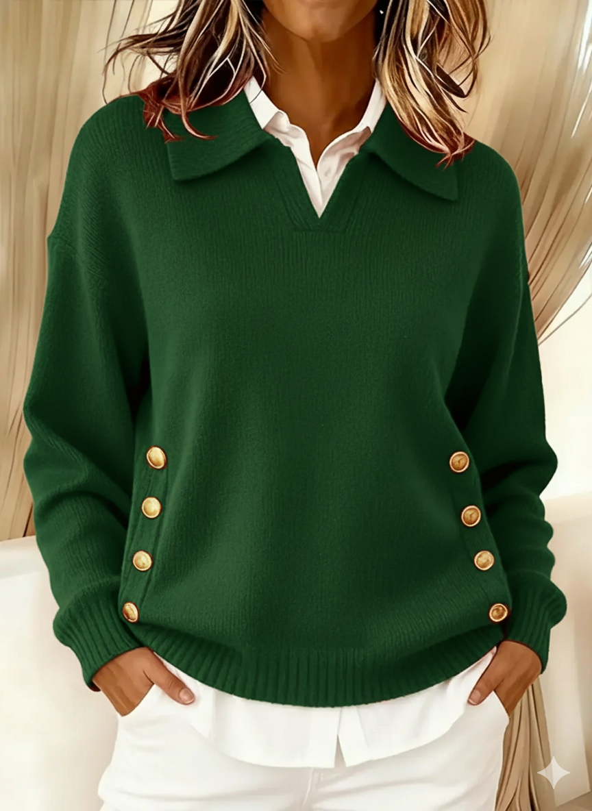 P|H - Polo Collar Button Trim Sweater Kathleen