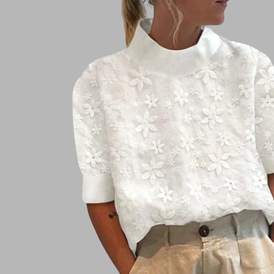 P|H - Embroidered High Collar Blouse Carla