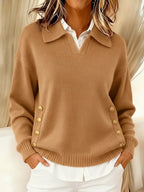 P|H - Polo Collar Button Trim Sweater Kathleen