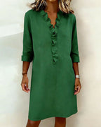 P|H - Ruffle V-Neck Shift Dress for Women Barbara