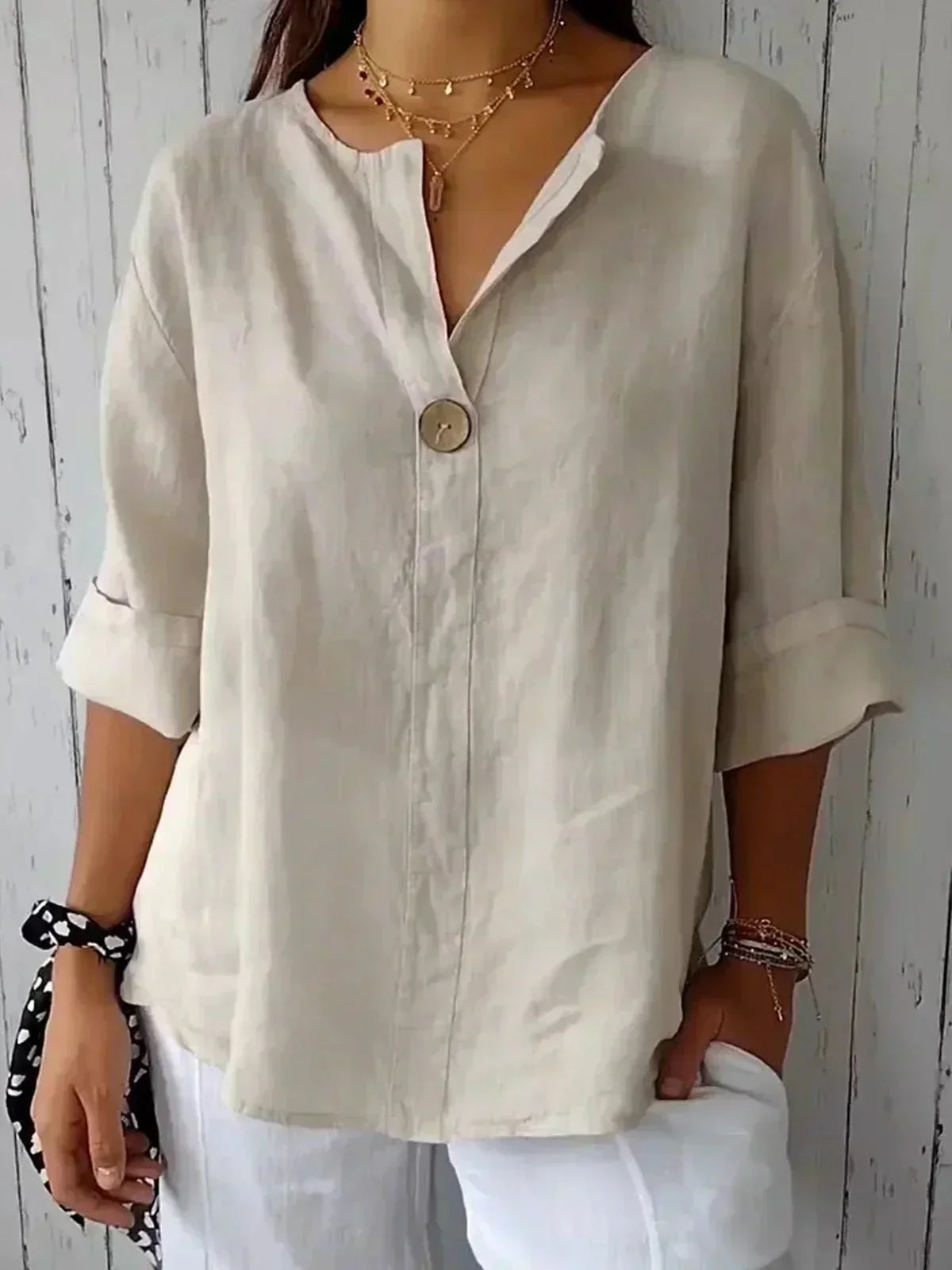 P|H - Relaxed V-Neck Blouse Helen