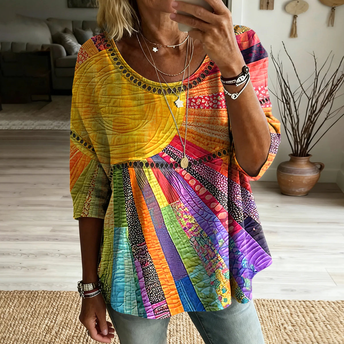 P|H - Sunburst Patchwork Tunic Top Pamela
