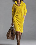 P|H - Ribbed Button Collar Dress for Women Sharon