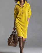 P|H - Ribbed Button Collar Dress for Women Sharon