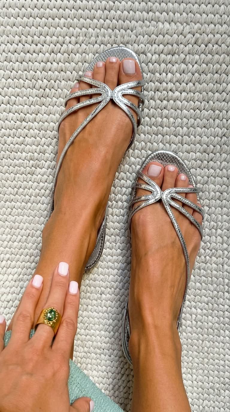 P|H - Golden Strappy Flat Sandals Margaret