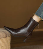 P|H - Elegant Heel Leather Ankle Boots Heather