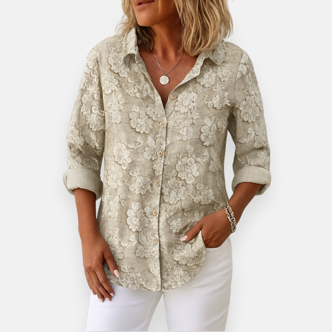P|H - Textured Floral Button Blouse Diane