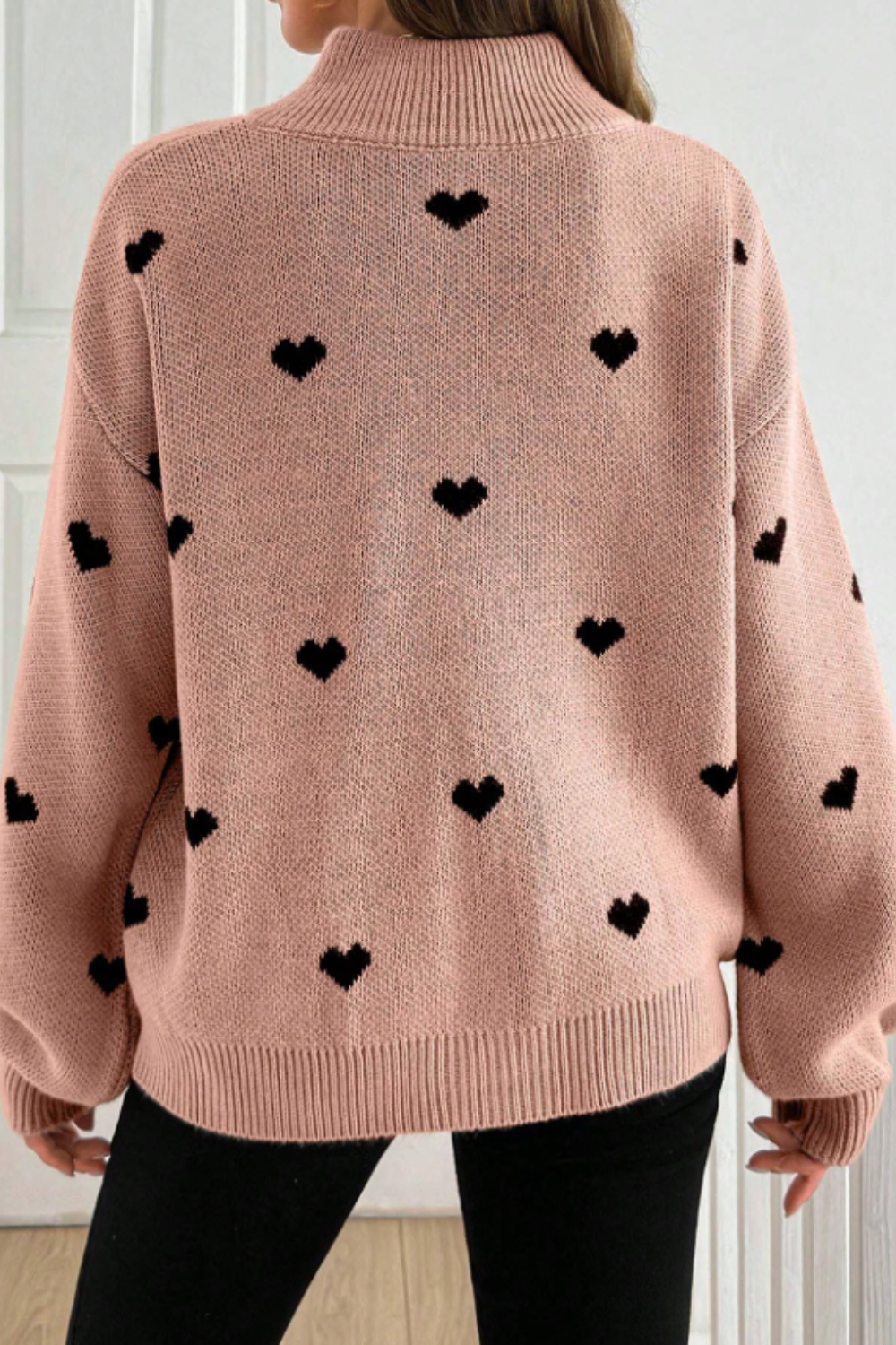 P|H - Heart Print Half-Zip Sweater for Women Brenda