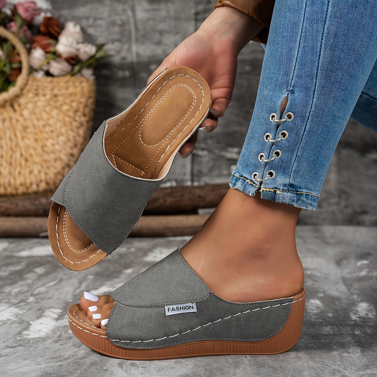 P|H - Orthopedic Wedge Slide Sandals Ruth