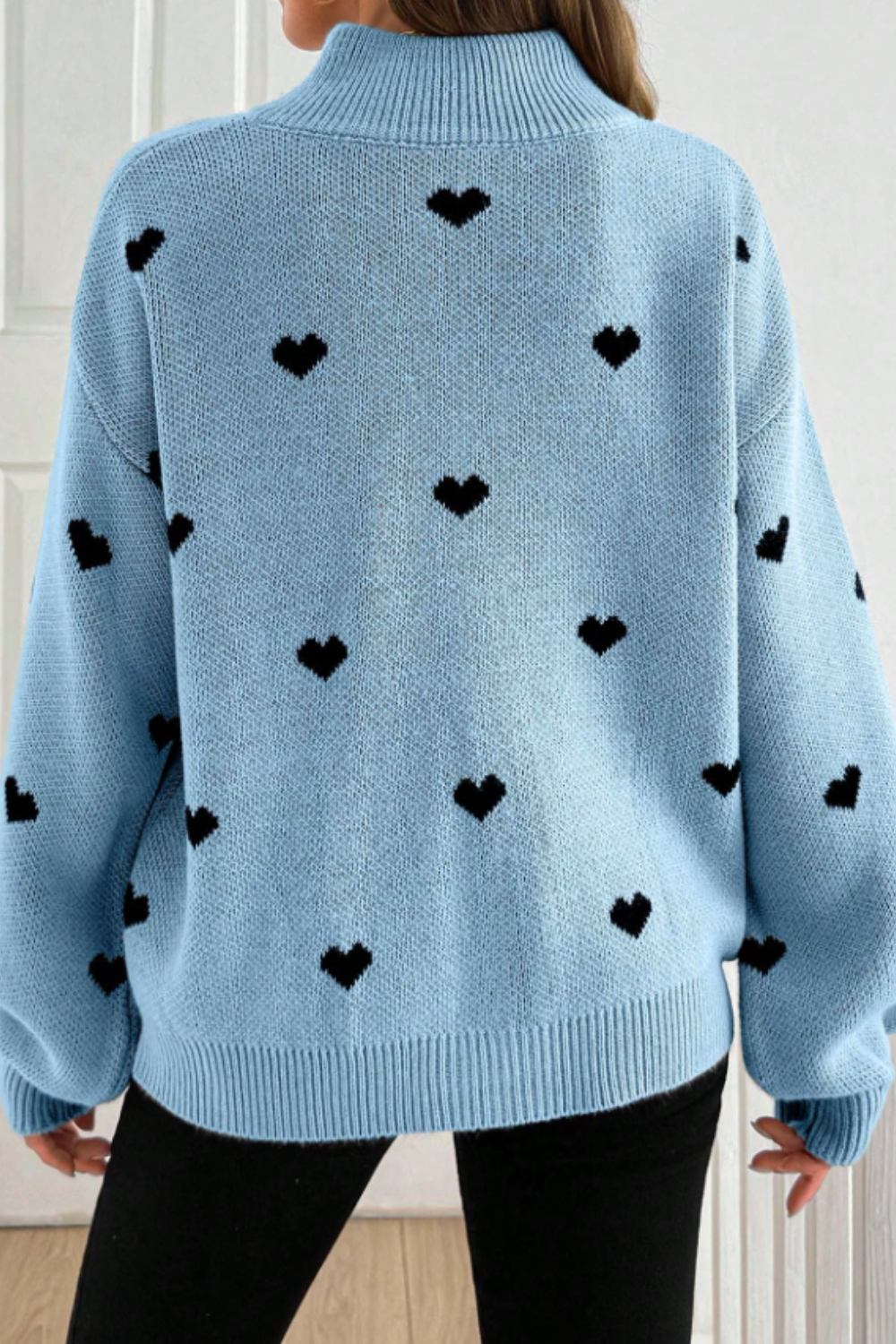 P|H - Heart Print Half-Zip Sweater for Women Brenda