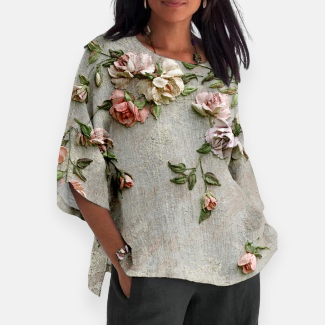 P|H - Trailing Rose Appliqué Blouse Ruth