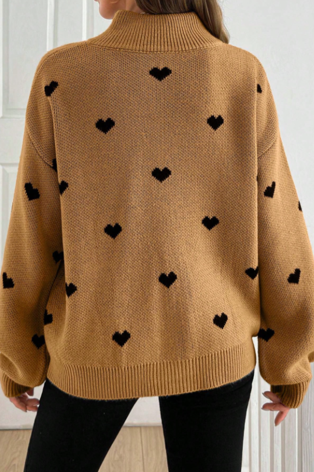 P|H - Heart Print Half-Zip Sweater for Women Brenda