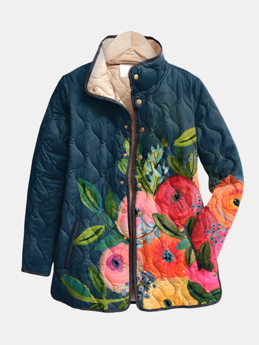 P|H - Painted Floral Quilted Jacket Rose