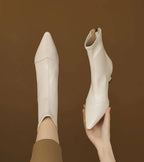 P|H - Elegant Heel Leather Ankle Boots Heather