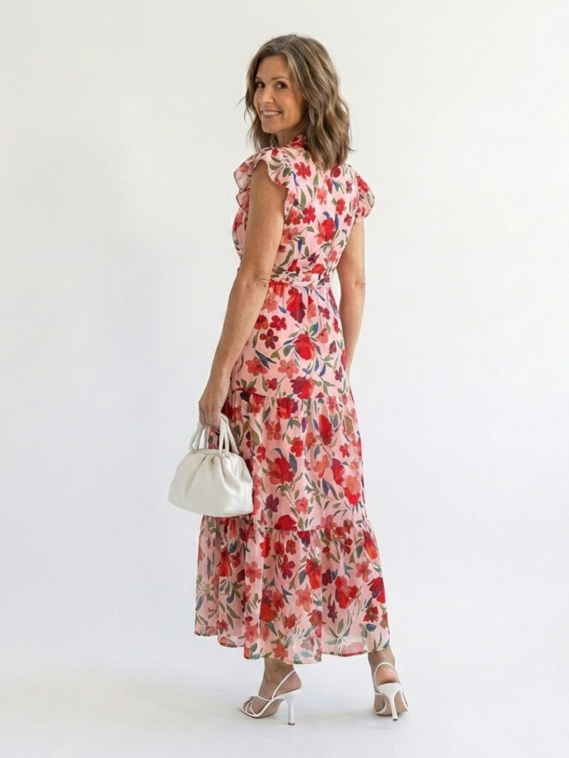 P|H - Flared Floral Midi Dress Lila