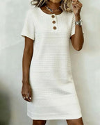 P|H - Textured Button Shift Dress for Women Grace