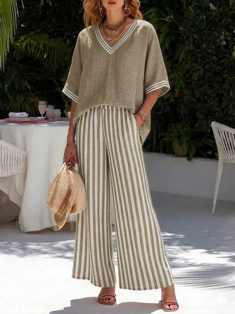 P|H - Casual Striped Two-Piece Set Sienna