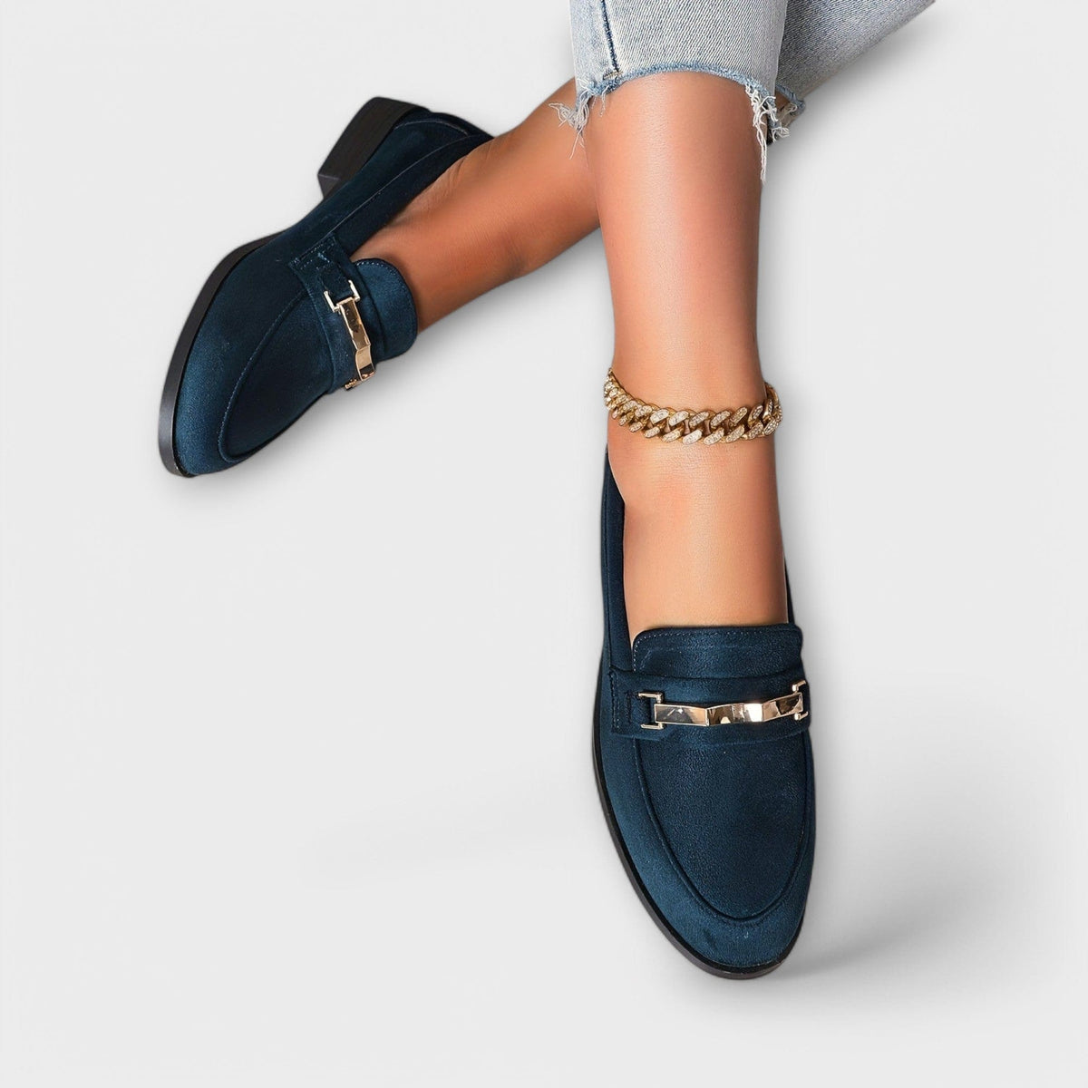 P|H - Gold Chain Suede Loafers Grace