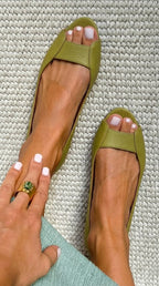 P|H - Soft Peep-Toe Comfort Flats Sharon