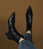 P|H - Elegant Heel Leather Ankle Boots Heather