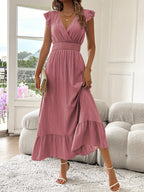 P|H - Flowing V-Neck Maxi Dress Rose
