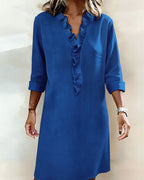 P|H - Ruffle V-Neck Shift Dress for Women Barbara