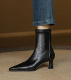 P|H - Elegant Heel Leather Ankle Boots Heather