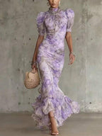 P|H - Vintage Floral Fishtail Maxi Dress Margaret