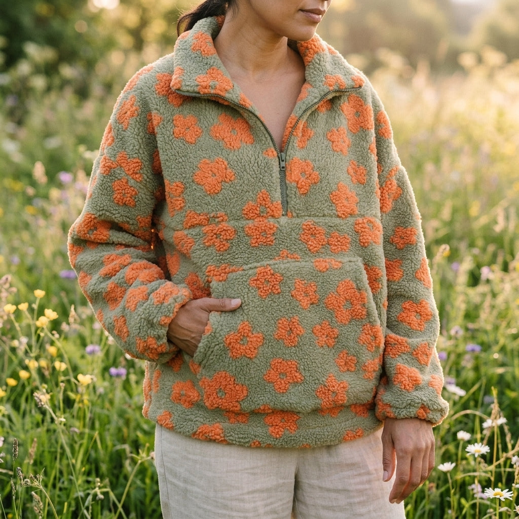 P|H - Floral Sherpa Half-Zip Pullover Janet