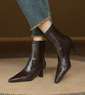 P|H - Elegant Heel Leather Ankle Boots Heather