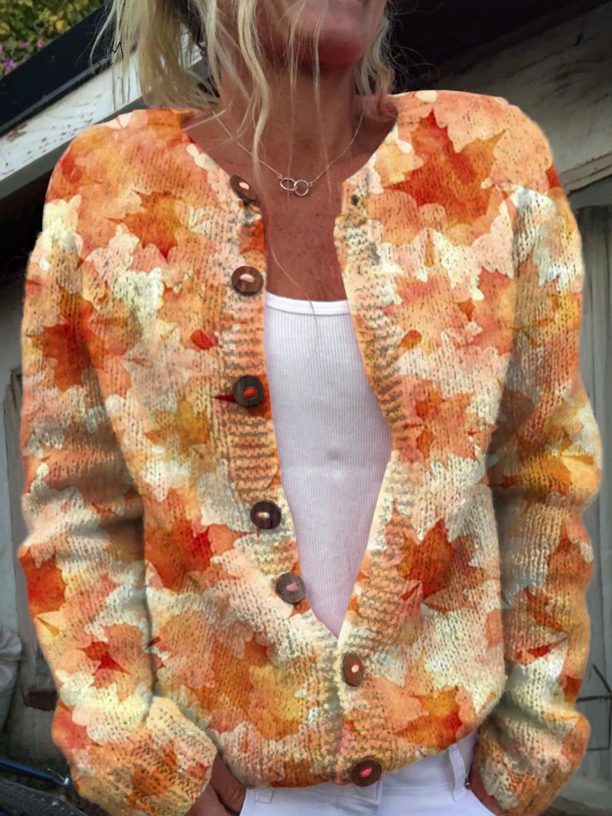 P|H - Autumn Leaf Print Cardigan Judith
