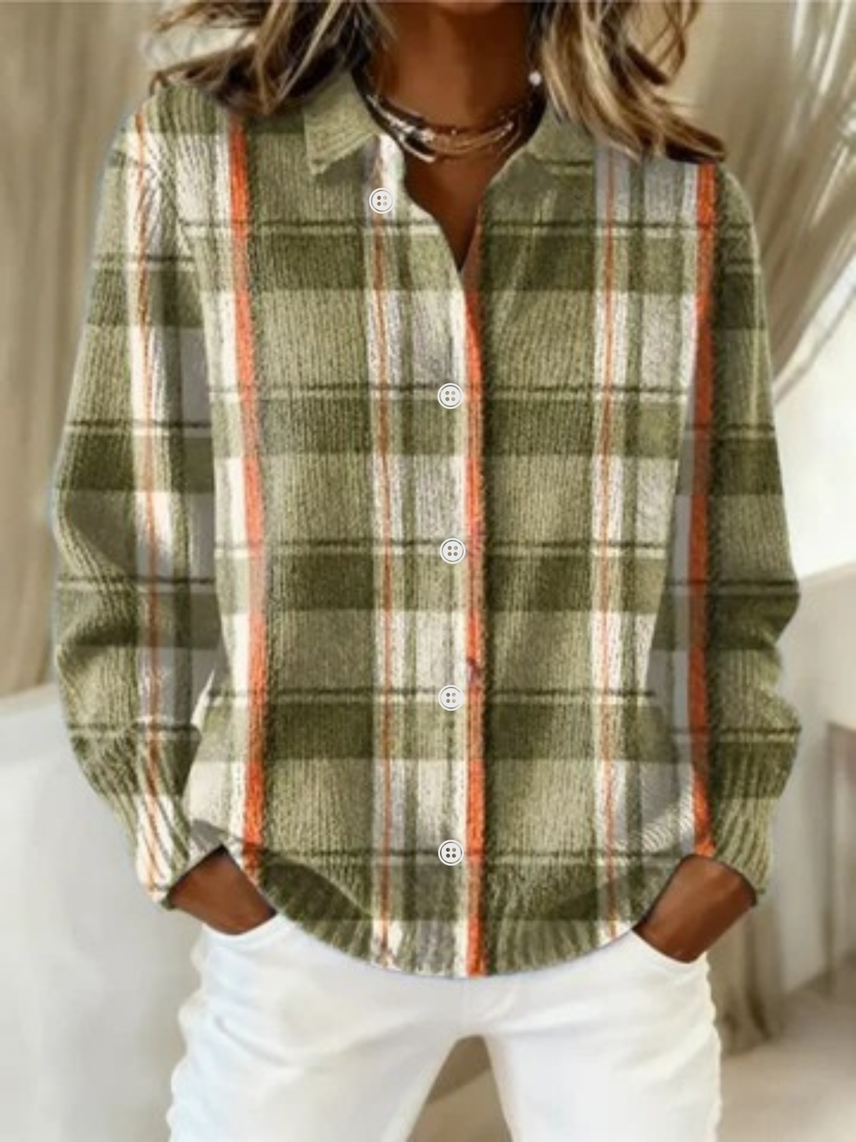 P|H - Moss Green Stripe Cardigan Patricia