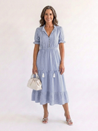 P|H - Short Sleeve Sky Blue Midi Dress Dakota