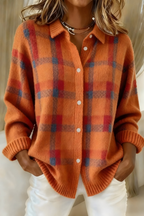 P|H - Plaid Button-Up Knit Cardigan Susan