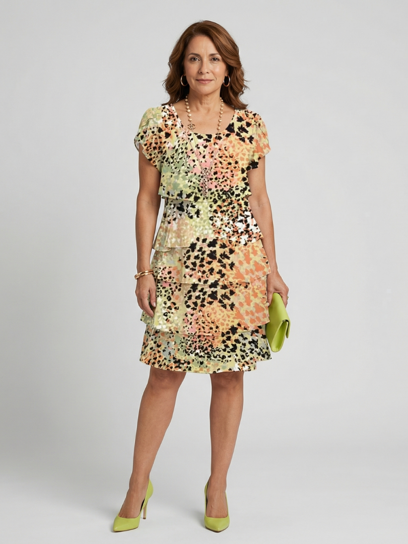 P|H - Structured Abstract Knee-Length Dress Nohea