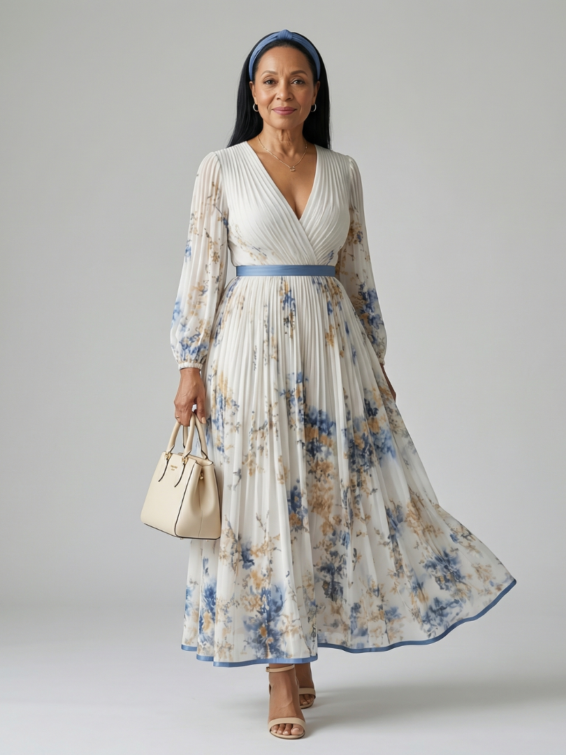 P|H - Pleated Wrap Midi Dress Victoria