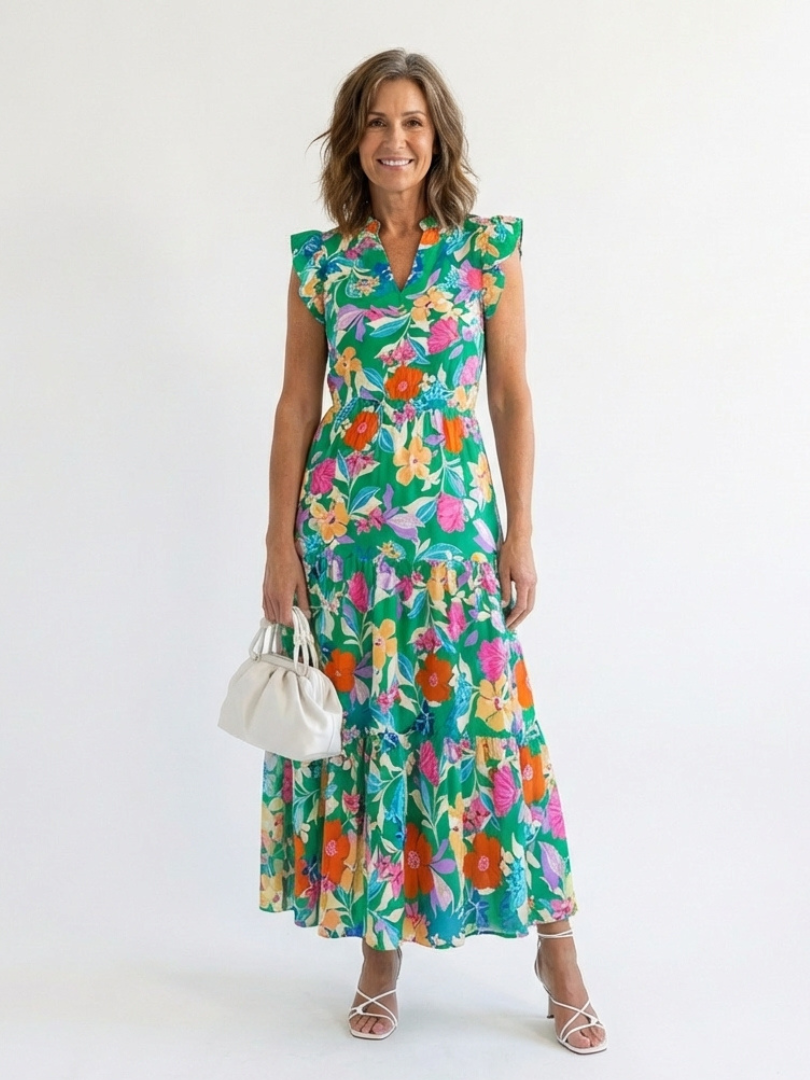 P|H - Flared Floral Midi Dress Lila