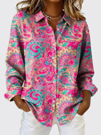 P|H - Paisley Print Button-Up Blouse for Women Pamela