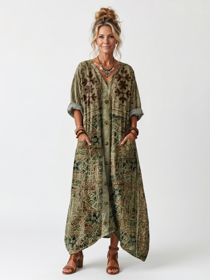 P|H - Button Front Pocket Midi Dress Kathleen
