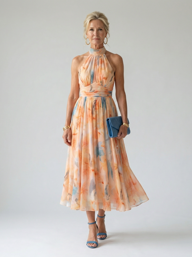 P|H - Soft Halter Midi Dress Sophia