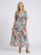 P|H - Waist Detail Floral Midi Dress Eulalie