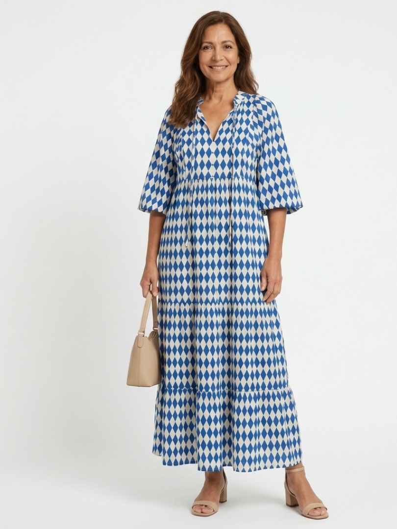 P|H - Diamond Print Midi Dress Elodie