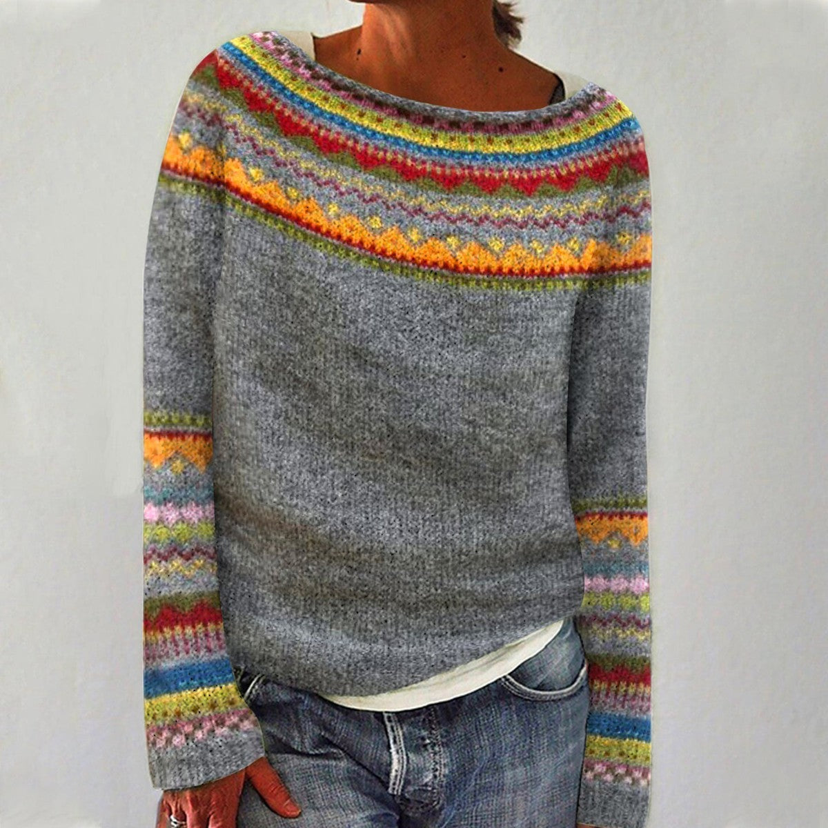 P|H - Rainbow Yoke Knit Sweater Sharon