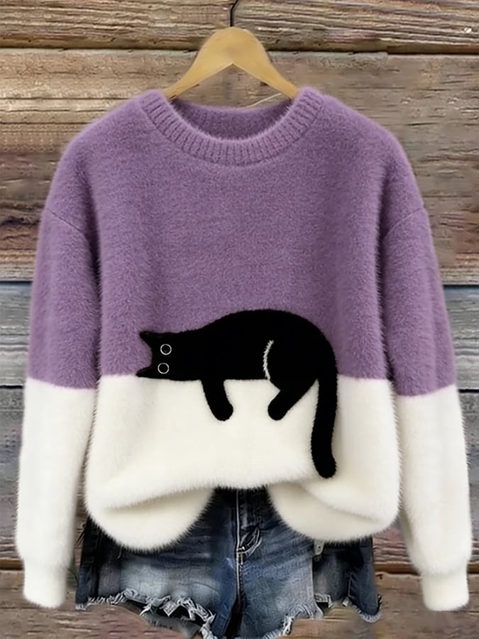 P|H - Cozy Cat Print Sweater Patricia