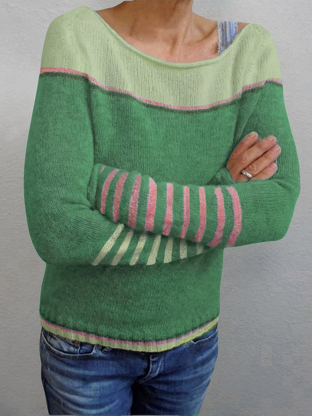 P|H - Colorblock Boat Neck Sweater Pamela