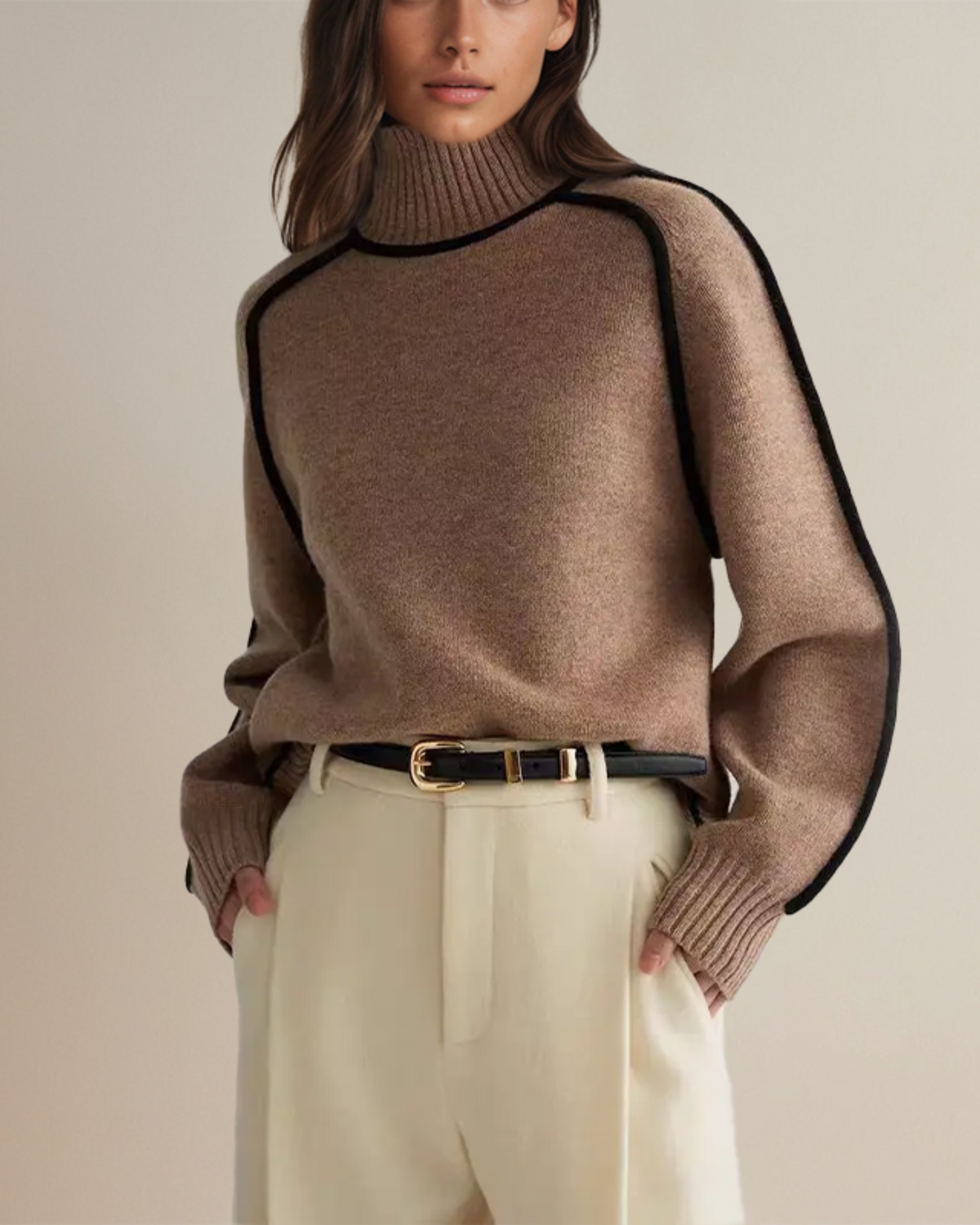 P|H - Contrast Piped Turtleneck Sweater Evelyn