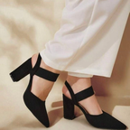 P|H - Pointed Elastic-Strap Block Heels for Women Ruth