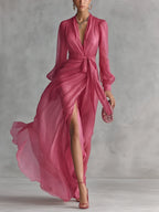 P|H - Wrap Front Chiffon Maxi Dress Patricia