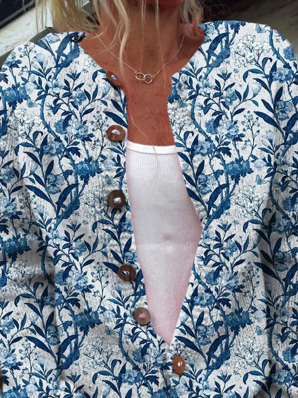 P|H - Indigo Botanical Knit Cardigan Theresa