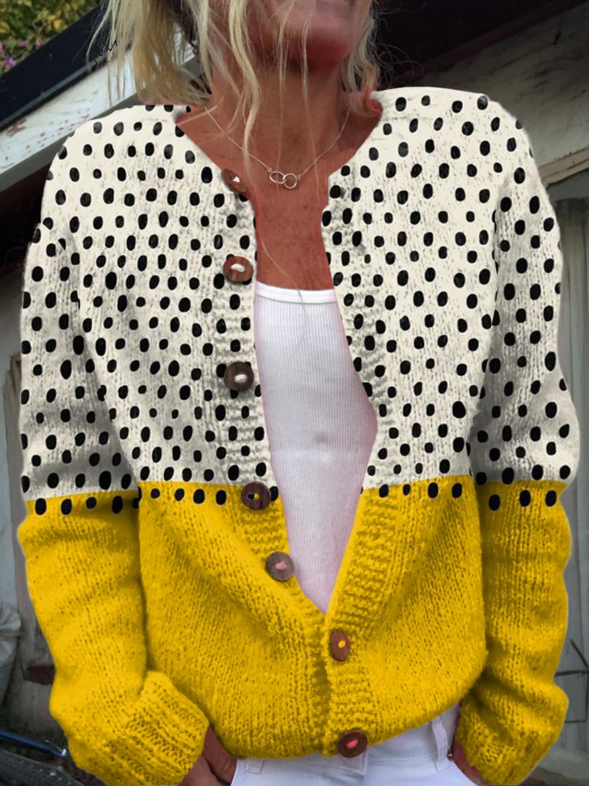 P|H - Polka Dot Colorblock Cardigan Grace